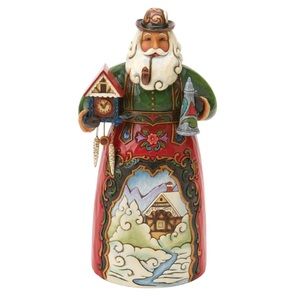 Santa Claus Figurine with Cuckoo Clock and Scenic Design